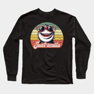 Just smile funny shark with red glasses Long Sleeve T-Shirt